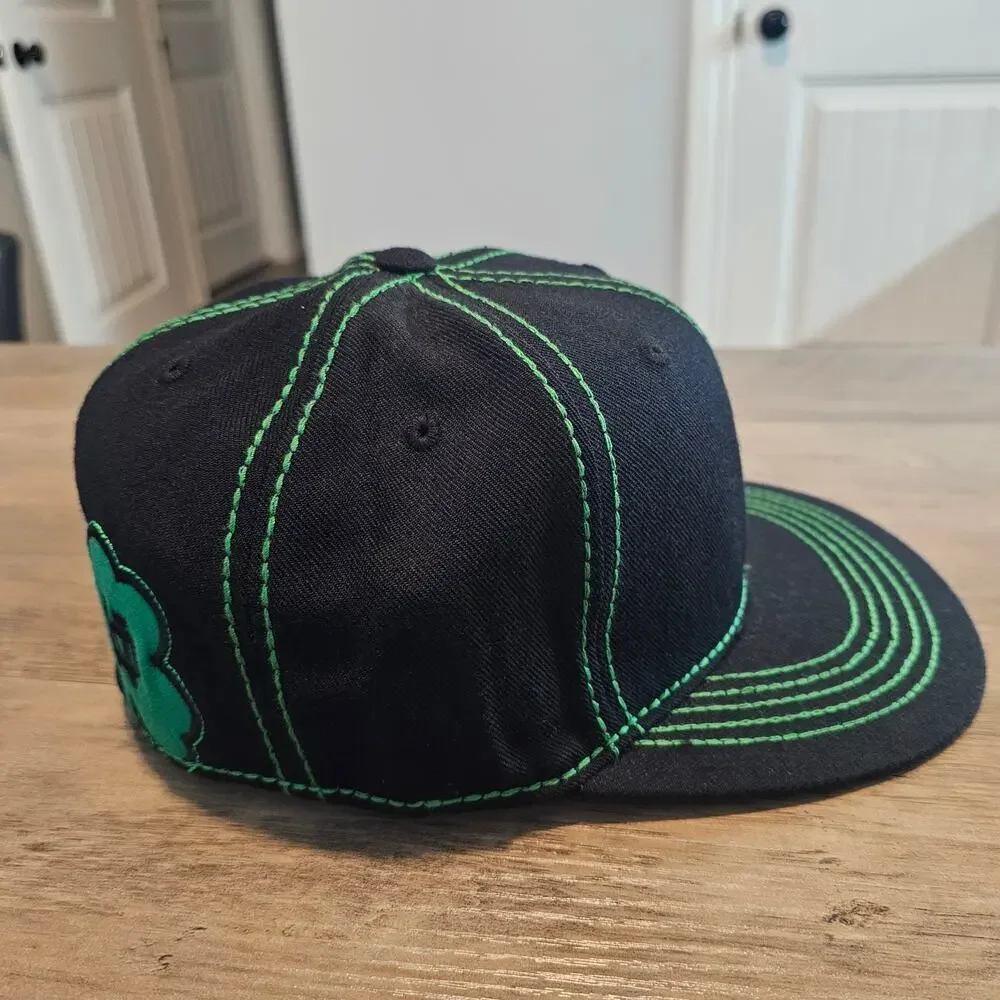 Vintage Notre Dame Fitted Hat Cap 7 3/8 Green Wool 90s Fighting Irish Flat Bill